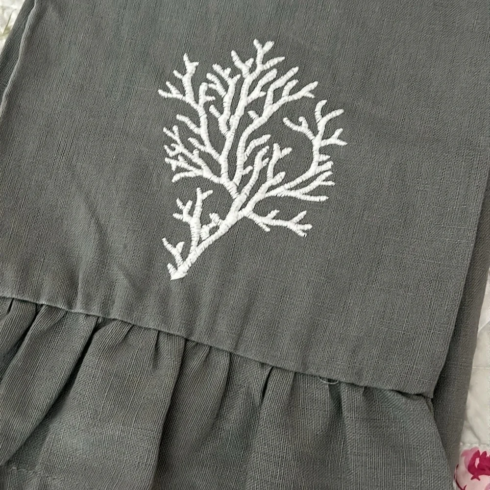 2 Royal Standard embroidered coral starfish hand towels linen cotton NWT grey